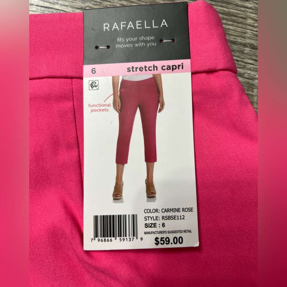 Rafaella Carmine Rose Stretch Capri Size 6 - Picture 2 of 5